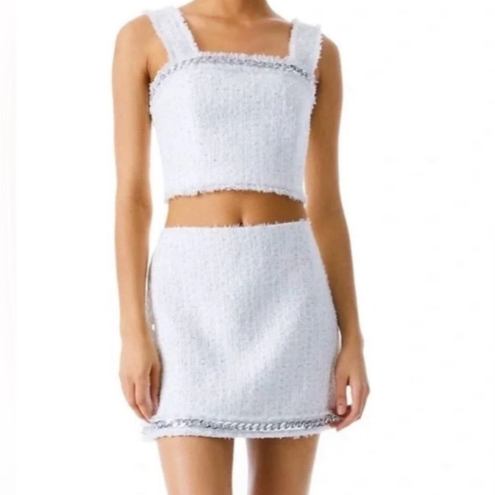 Alice + Olivia White Tweed Skirt Set "Coralie" top & "Elana" skirt - Picture 3 of 12
